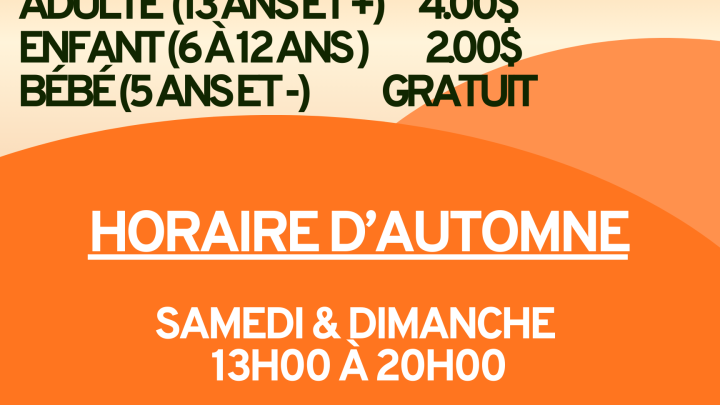Horaire d'automne au Mini-Putt