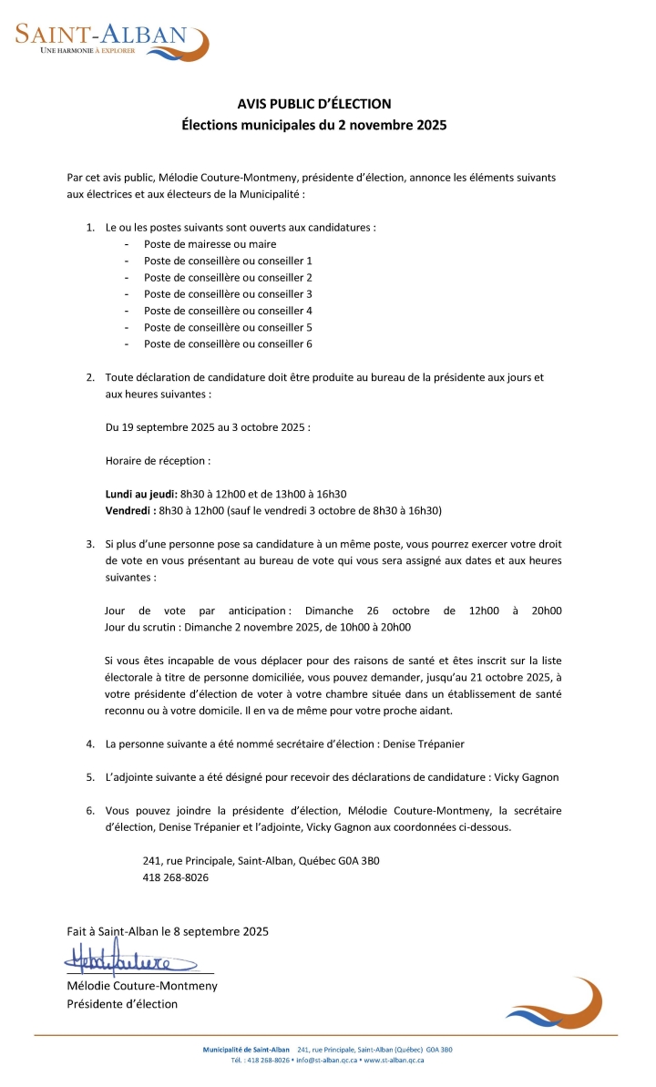 Période de dépôt Élections Municipales