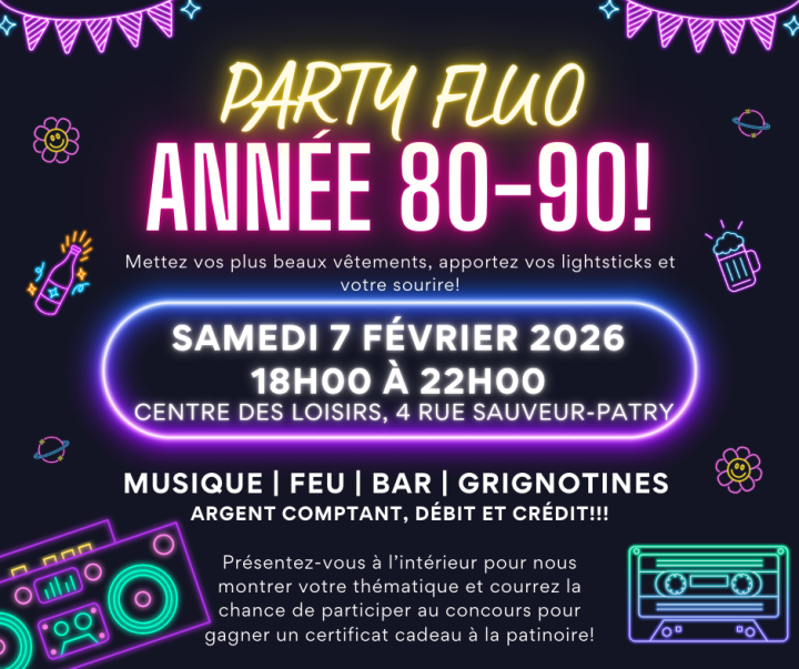 PARTY ANNÉE 80-90 À LA PATINOIRE